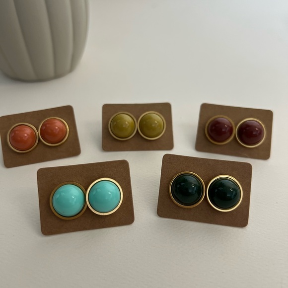 Boho Chic Colorful Stud Earring Set of Five - Artsy Colorful Stud Earrings - Picture 8 of 16